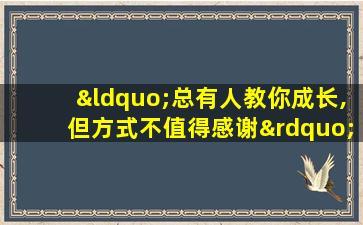 “总有人教你成长,但方式不值得感谢”