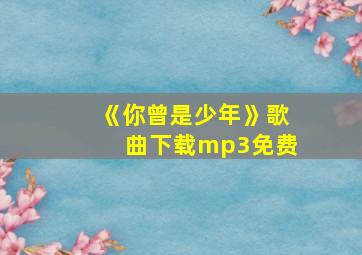 《你曾是少年》歌曲下载mp3免费