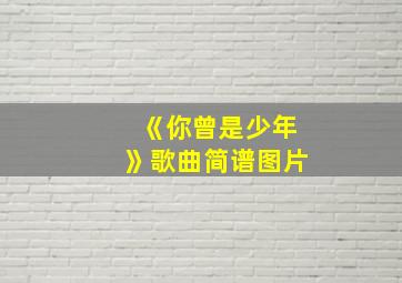 《你曾是少年》歌曲简谱图片