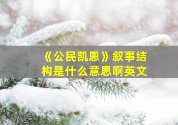 《公民凯恩》叙事结构是什么意思啊英文