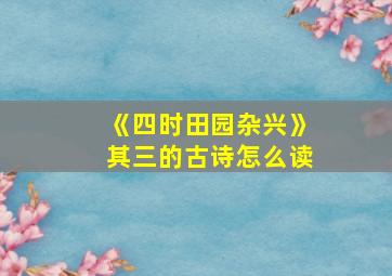 《四时田园杂兴》其三的古诗怎么读