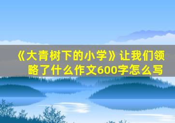 《大青树下的小学》让我们领略了什么作文600字怎么写