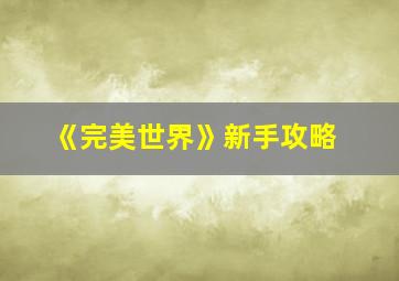 《完美世界》新手攻略