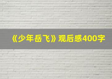 《少年岳飞》观后感400字