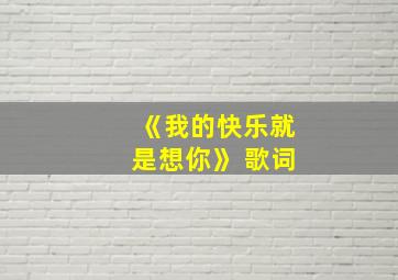 《我的快乐就是想你》 歌词