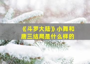 《斗罗大陆》小舞和唐三结局是什么样的