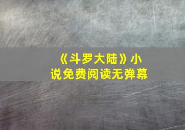 《斗罗大陆》小说免费阅读无弹幕