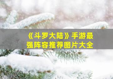 《斗罗大陆》手游最强阵容推荐图片大全