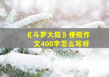 《斗罗大陆》梗概作文400字怎么写呀