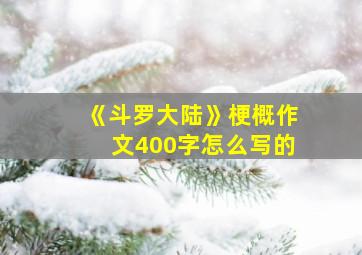 《斗罗大陆》梗概作文400字怎么写的