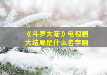 《斗罗大陆》电视剧大结局是什么名字啊