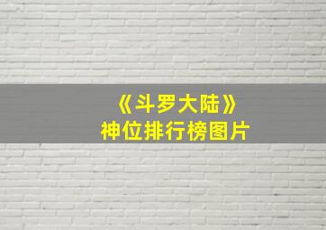 《斗罗大陆》神位排行榜图片