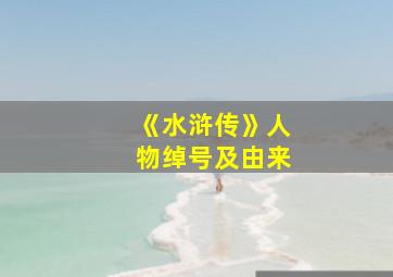 《水浒传》人物绰号及由来