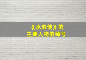 《水浒传》的主要人物的绰号