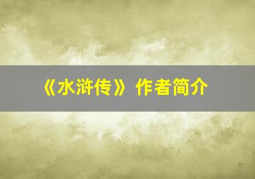 《水浒传》 作者简介