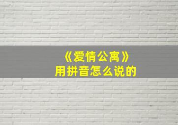 《爱情公寓》用拼音怎么说的