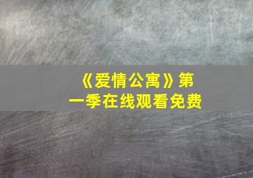 《爱情公寓》第一季在线观看免费