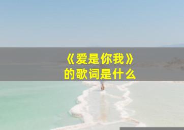 《爱是你我》的歌词是什么