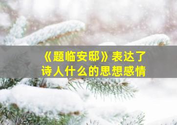 《题临安邸》表达了诗人什么的思想感情