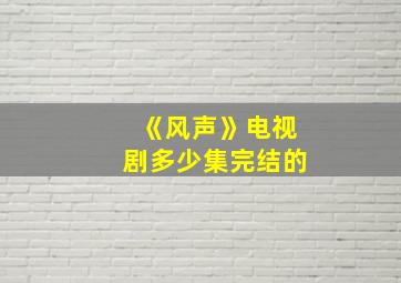 《风声》电视剧多少集完结的