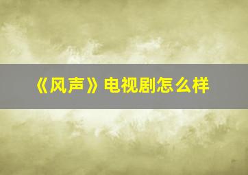 《风声》电视剧怎么样