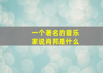 一个著名的音乐家说肖邦是什么