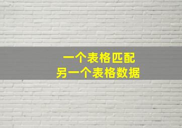 一个表格匹配另一个表格数据