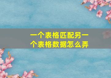 一个表格匹配另一个表格数据怎么弄