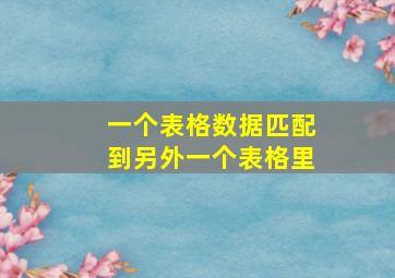 一个表格数据匹配到另外一个表格里