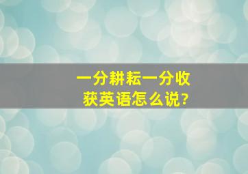 一分耕耘一分收获英语怎么说?