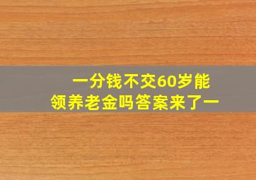 一分钱不交60岁能领养老金吗答案来了一