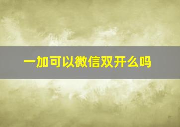 一加可以微信双开么吗