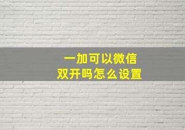 一加可以微信双开吗怎么设置