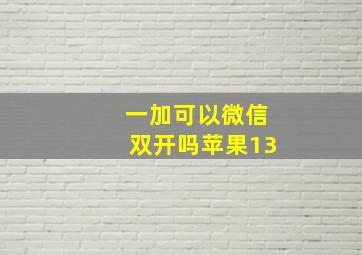 一加可以微信双开吗苹果13