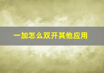 一加怎么双开其他应用