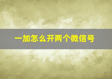 一加怎么开两个微信号