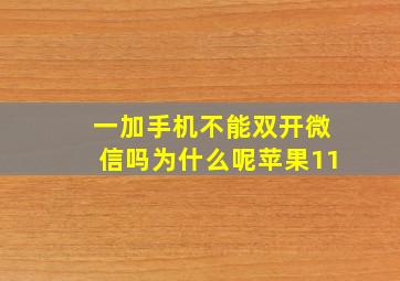 一加手机不能双开微信吗为什么呢苹果11