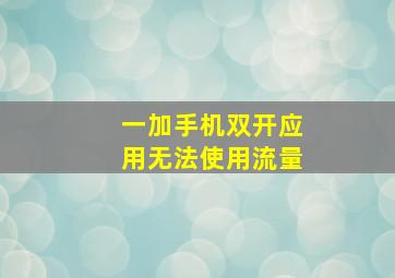 一加手机双开应用无法使用流量