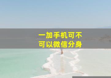 一加手机可不可以微信分身