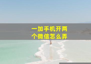 一加手机开两个微信怎么弄