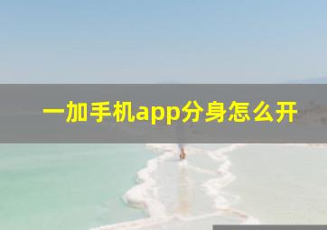 一加手机app分身怎么开