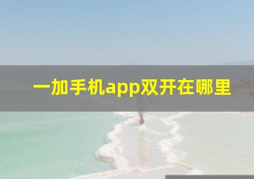 一加手机app双开在哪里