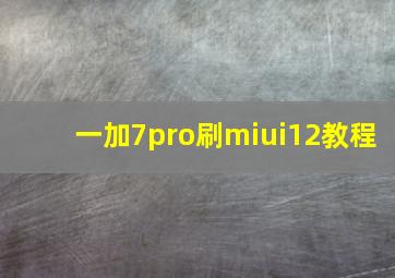 一加7pro刷miui12教程