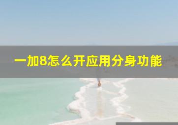 一加8怎么开应用分身功能