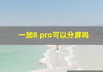 一加8 pro可以分屏吗