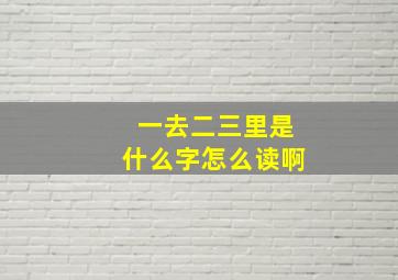 一去二三里是什么字怎么读啊