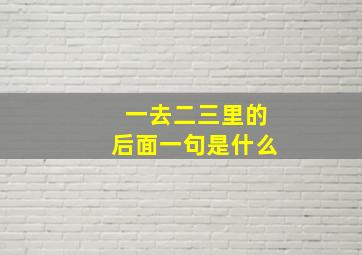 一去二三里的后面一句是什么