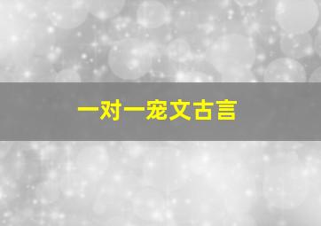 一对一宠文古言