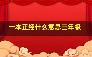 一本正经什么意思三年级