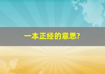 一本正经的意思?